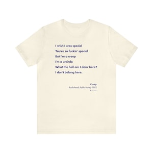 Creep Lyrics Radiohead Unisex Jersey Short Sleeve Tee