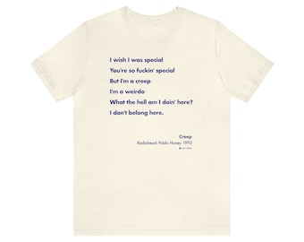 Creep Lyrics Radiohead Unisex Jersey Short Sleeve Tee