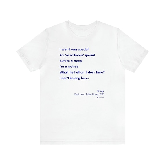 Creep Lyrics Radiohead Unisex Jersey Short Sleeve Tee - Etsy