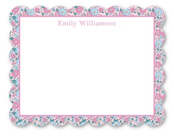 Scallop Cut-Out Stationery - Pink Liberty Floral