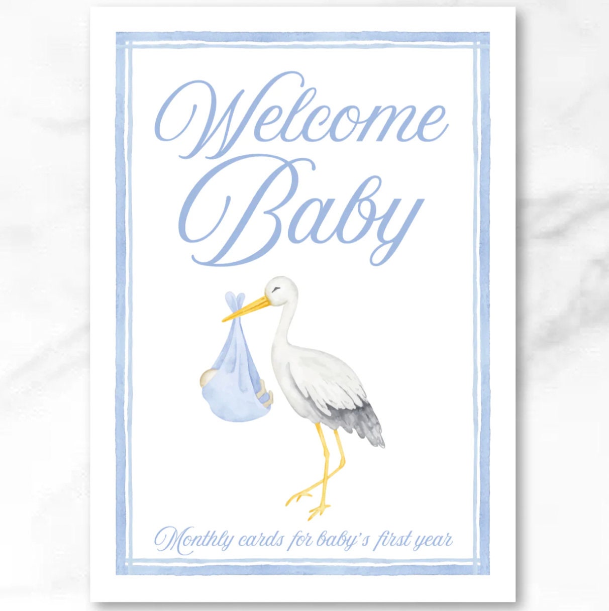 Blue Watercolor Monthly Milestone Card Set - Baby Boy - Etsy