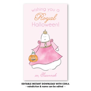 Printable Ghost Princess Halloween Tag, Self-Edit, Printable Halloween Gift Tag, Kids Halloween, Printable Gift Tags