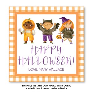 Printable Halloween Friends Halloween Tag, Self-Edit, Printable Halloween Gift Tag, Kids Halloween, Printable Gift Tags