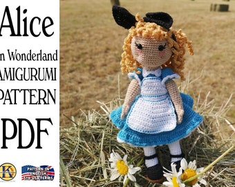 Alice in Wonderland Doll Amigurumi Crochet Pattern PDF Instant Download