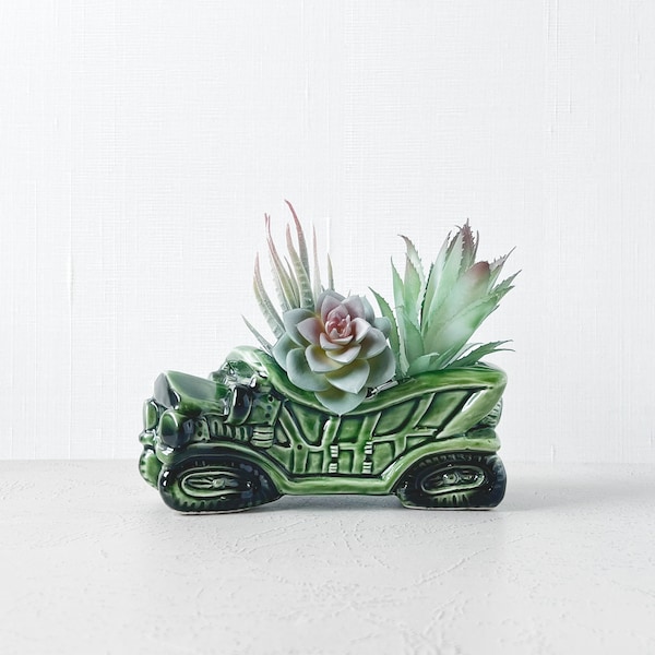 Vintage WW2 Novelty Green Car Ceramic Ashtray Planter Gräf & Stift Open-topped Touring Car