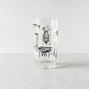 Vintage Libbey Curio Americana Black and White Juice Glass