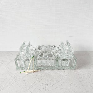 Vintage Clear Glass Coffee Table Stash Box and Ashtray Set