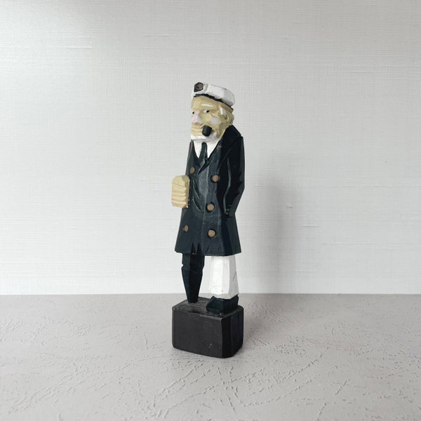 Hand Carved Vintage Peg Leg Sea Captain Wooden Figurine