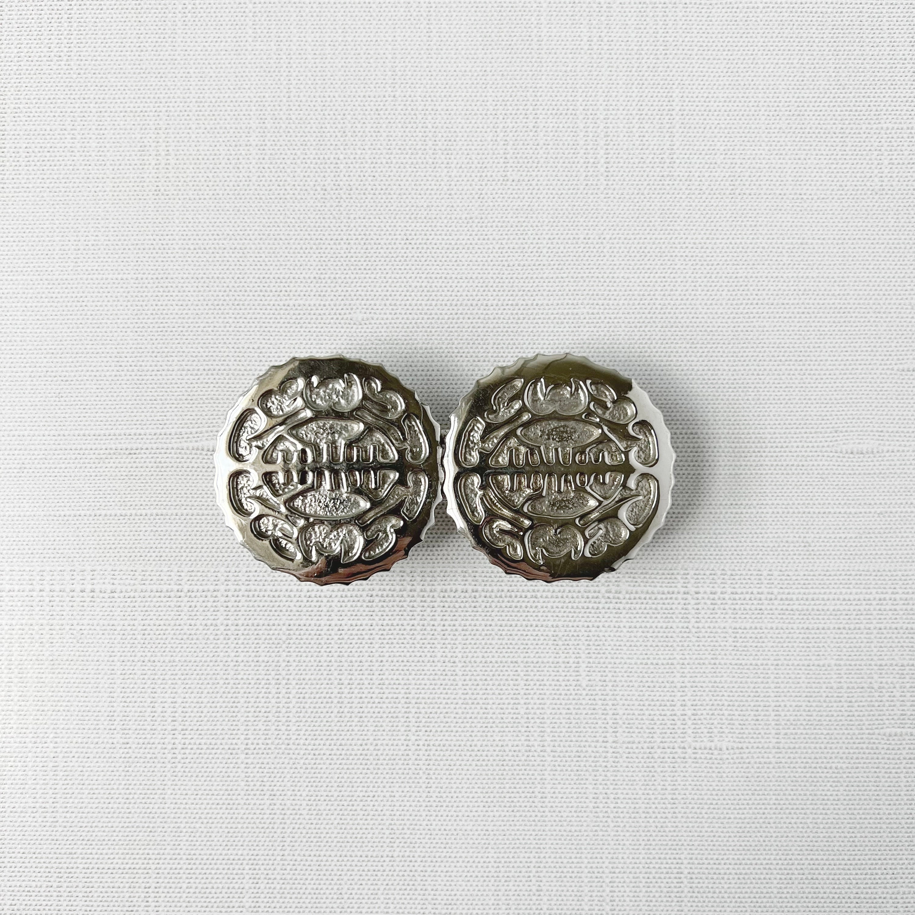 MIMI DI N RARE 1985 Coin Belt Buckle Vintage Mimi Di N Silver Tone Botanical Belt Buckle … - Gem main image 4