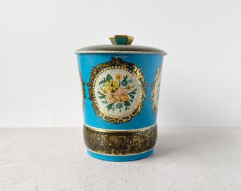 Boîte vintage George W. Horner à fleurs bleues fabriquée en Angleterre