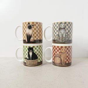 Vintage Oneida Country Kitties Coffee Mugs Set by David Carter Brown