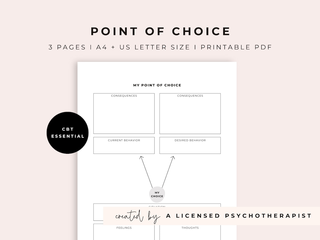 Choice Point Worksheet I Acceptance Therapy Worksheet I CBT Etsy