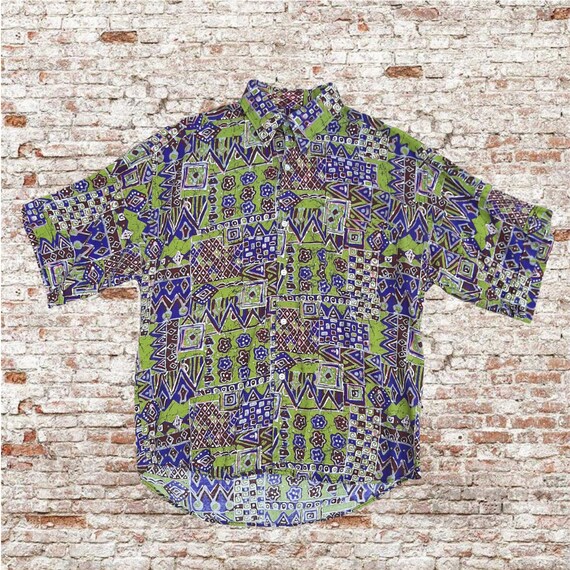 1980s Geometric Print Shirt. Small. True Vintage,… - image 2