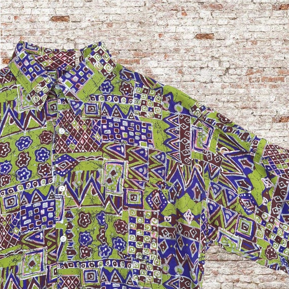 1980s Geometric Print Shirt. Small. True Vintage,… - image 1