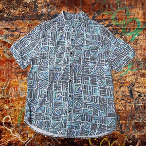 Geometrisch overhemd uit de jaren 90. Medium. True Vintage, Nineties, Summer, Holiday, Festival, Streetwear, Unisex, Second Hand, Preloved, Sustainable