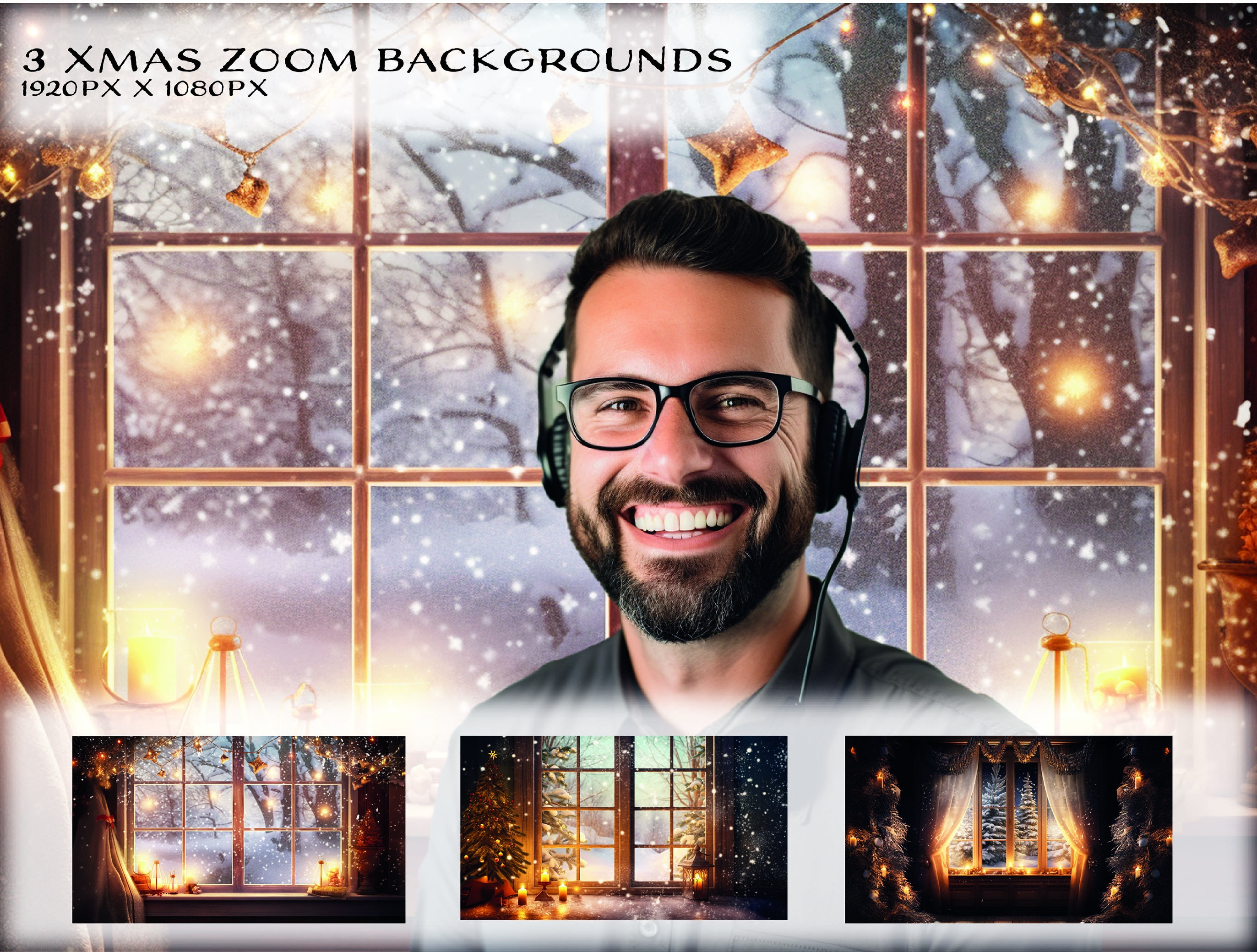 Christmas Office Zoom Background Pack, Virtual