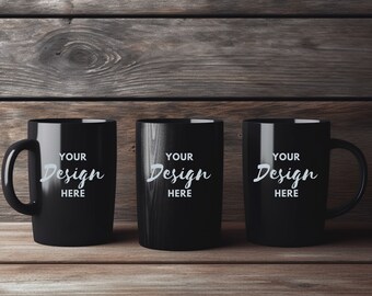 Black 3 Mugs MockUp, Mug Photo Mockup, Coffee Cup Mockup, Coffee Mug Mockup, Mug Mockup, Blank Mug Mockup, Digital Download, Outdoor Mockup.
