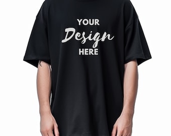 Oversized Tshirt Mockup, Bella Canvas 3001 Black Mockup Bella Shirt Mockup, Model Mockup, Man Tee Mock, 3001 Black T-shirt Mockup