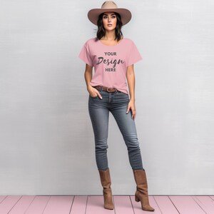Heather Peach mockup Tshirt Mockup, Bella Canvas 3001 Mockup | Bella Canvas  Black Shirt, Summer Mockup, Model Mockup, Women Tee Mock