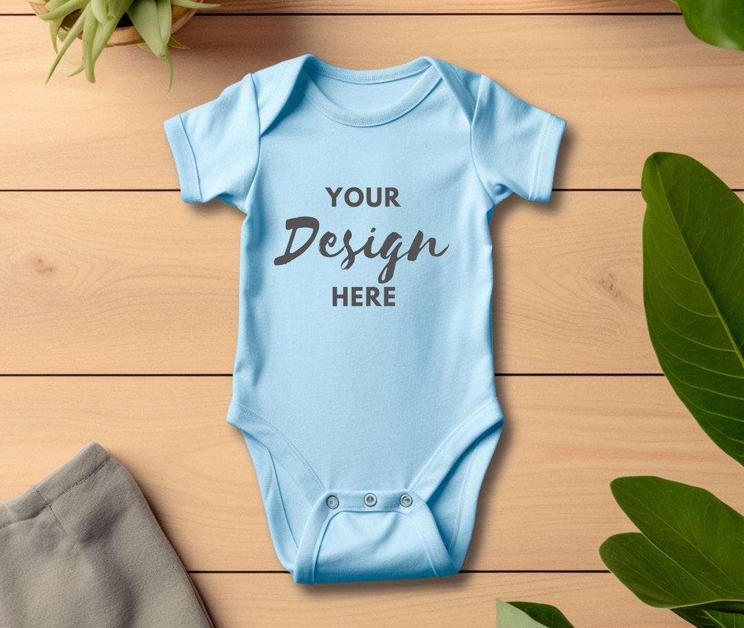 Baby Blue Bodysuit Mockup, Onesie Mockup, Toddler Bodysuit Mockup, Baby