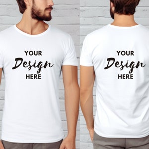 Front and Back Bella Canvas 3001 White Mockup, Backside Mockup, Front Back Mockup 3001, White T-Shirt Mock Up, Man Model Tshirt Mockup.