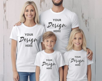 Family Tshirt Mockup Family Mockup, Family Model Mockup, Bella Canvas 3001 and 3001T White Mockup, Mom, Dad, kids, Toddler Bella Canvas Mock