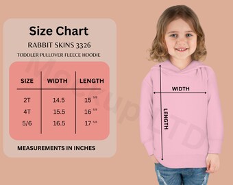 Rabbit Skins 3326 Toddler Pullover Fleece Hoodie Size Chart, Rabbit Skins Toddler Size Chart, Rabbit Skins Hoodie Size Chart, Baby RS3326