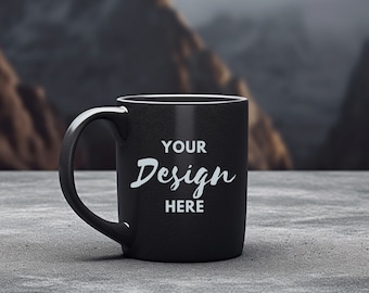 Black Mug MockUp, Mug Photo Mock Up, Coffee Cup Mockup, Coffee Mug Mockup, Mug Mockup, Blank Mug Mockup, PNG Digital Download.