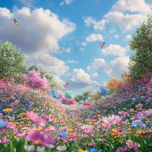 Floral Spring Photography Digital Backdrop (PNG Instant Download)