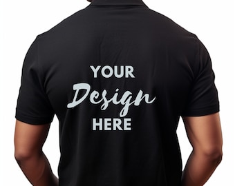 Back Polo Shirt Mockup, Male Model Black Shirt MockUp, Tshirt Mockup, Black Model, Gildan 3800, Model Polo Shirt Mockup, Mockup Men's Polo.
