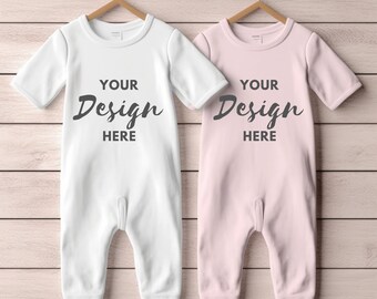 Babies Bodysuit Mockup, Onesie Mockup, Pink and White Toddler Bodysuit Mockup, Winter Baby Mockup, Fall Mockup, Boho Mockup, babygrow mockup
