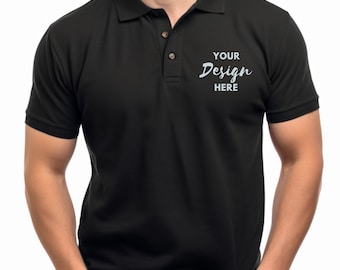 Polo Shirt Mockup, Male Model Black Shirt MockUp, Tshirt Mockup, Black Model, Gildan 3800, Model Polo Shirt Mockup, Mock Up Men's Polo.