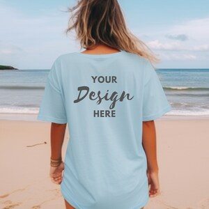 Back Tshirt Mockup, Bella Canvas 3001 TShirt Mockup, Backside Blue TShirt Mockup, Back Model Mockup, Tee Mockup, Model Mockup Bella 3001
