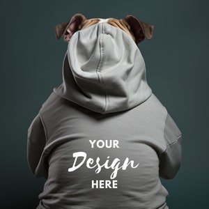 Dog Mockup, Bulldog Grey Hoodie Mockup, Pet Hoodie Template, Dog Hoodie Mocks, Pet Mockup, Dog Sweater Mockup, Digital Download, Custom mock