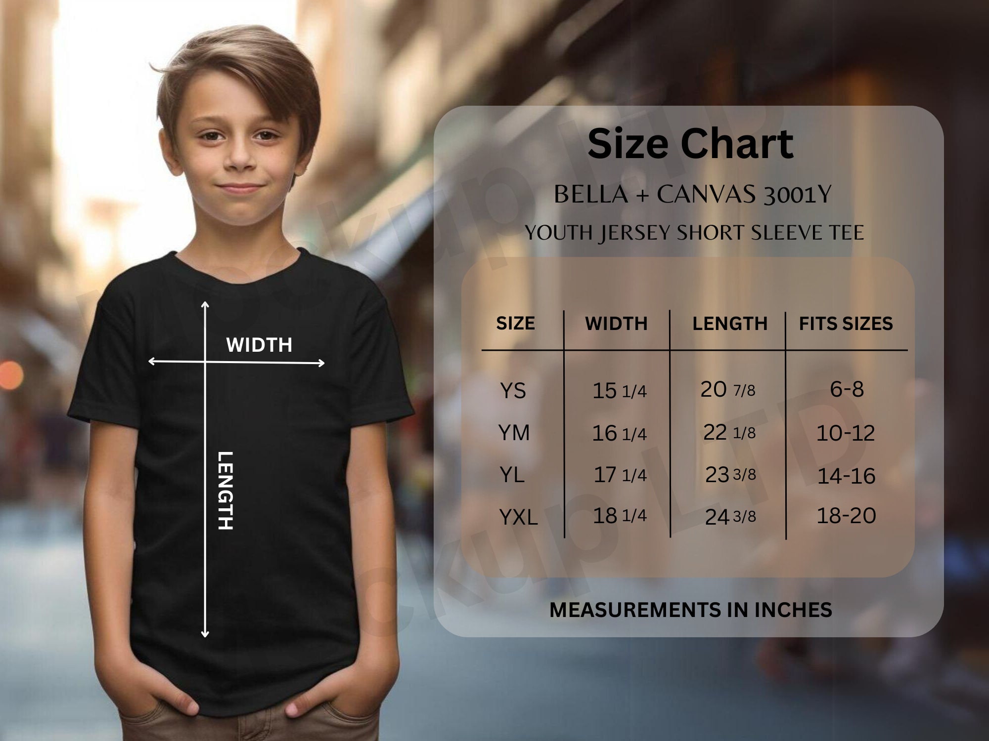 Bella Canvas 3001Y Size Chart, Youth Shirt Size Chart, Kids Tshirt ...