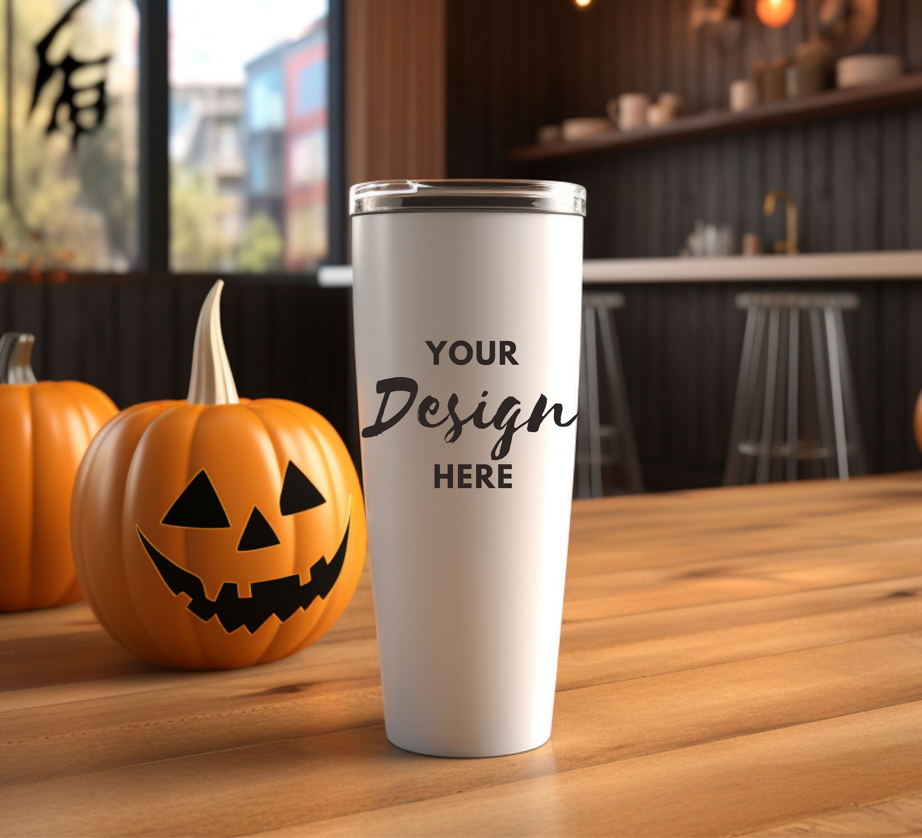 Halloween White Coffee Tumbler Mockup, Digital Download, Tumbler Mockup