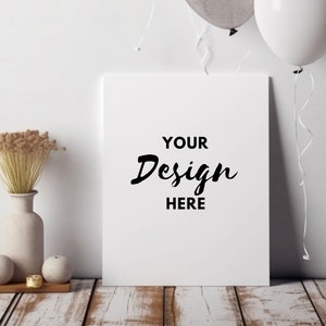 Wedding 5x7&quot; Card Mockup, Portrait Greeting Card Mockup,  PNG Digital Mock-up, Minimalist empty white card, Boho Neutral Tones Card Mockup