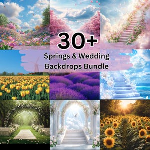 Spring & Wedding Photo Backdrops: 30+ Digital Photography Backgrounds (Instant Download)