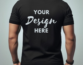 Back Polo Shirt Mockup, Male Model Black Shirt MockUp, Tshirt Mockup, Black Model, Gildan 3800, Model Polo Shirt Mockup, Mockup Men's Polo.