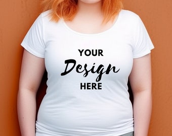 Plus Size Tshirt Mockup, White Bella Canvas 3001 Tshirt Mockup, Bella Canvas Shirt, Model Mockup, T-Shirt Mockup, Model White Tee Mockup.