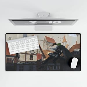 Levi vs Kenny Mouse Pad, Attack on Titan Anime Desk Mat, Underground Chase Scene Gaming Mousepad, AOT Manga Decor, Otaku Gift