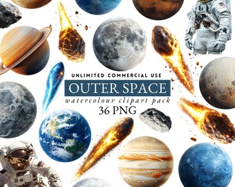 Clipart realista de planetas, clipart do espaço sideral, sistema solar para imprimir, planeta Terra, material escolar de ciências para imprimir, clipart de astronauta, espaço 67