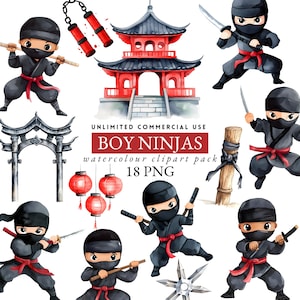 aquarel jongen ninja krijgers, taekwondo png, karate clipart, geheime moordenaar clipart, ninja clipart, vechtsporten png, samoeraizwaard, 030