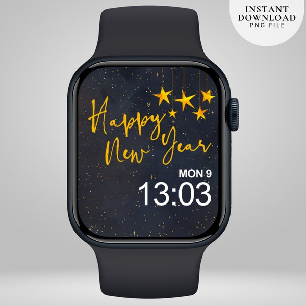 Happy New Year Watch Wallpaper, New Year Clock Face, Stars Smartwatch wallpaper, Happy New Year Watch background, Watch face, 012