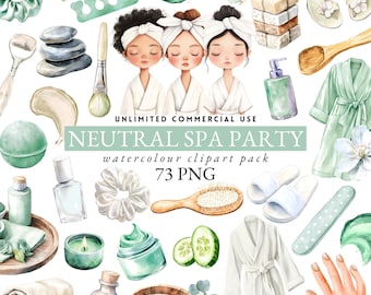 spa day party clipart, pamper party, manicure party clipart, sleepover slumber clipart, spa party, girls spa, make up party clipart, 034