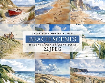 JPEG 22 Coastal Beach scene transfer, sandy dune, seafront clipart, beach house, summer vacation home, beach landscape junk journal, 69