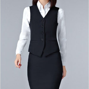 Handmade Women's Vest Fully Lined 4 Button V-Neck Economy Dressy Suit Vest Waistcoat