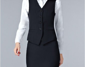 Handgemachte Damenweste komplett gefüttert 4 Knopf V-Ausschnitt Economy elegant Anzug Weste