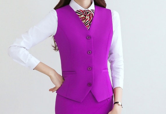 V VOCNI Women's Fully Lined 4 Button V-Neck Economy Dressy Suit Vest  Waistcoat, Two Bottons-grey, S price in UAE,  UAE