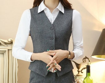 Multi Color Women's Vest Fully Lined 4 Button V-Neck Economy Dressy Suit Vest Waistcoat